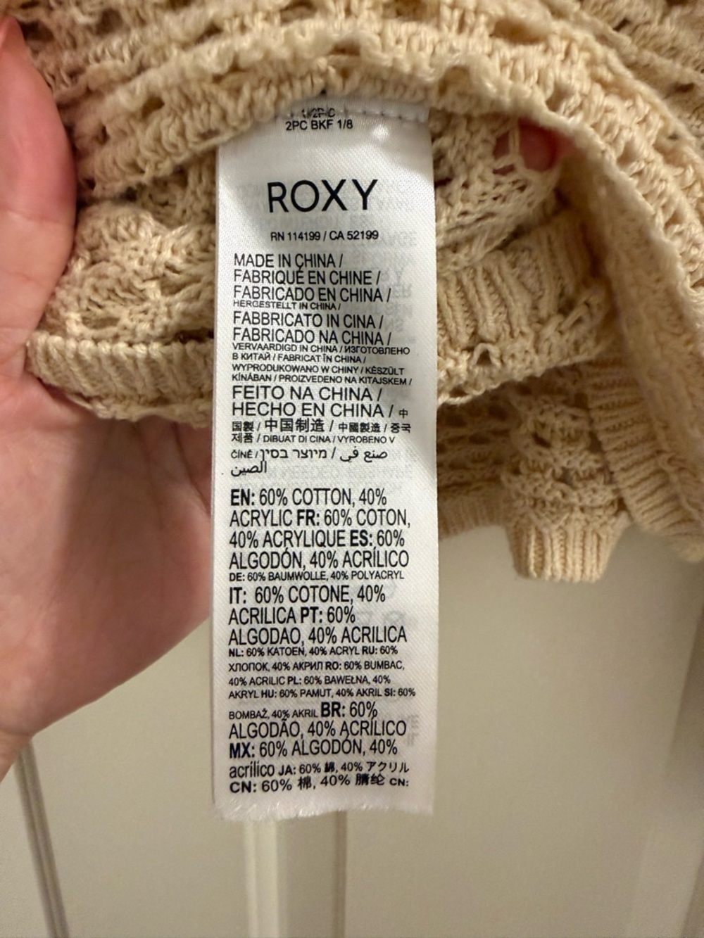 Roxy California Lover Open Stitch Sweater - Tapioca - Size L - Picture 8 of 9